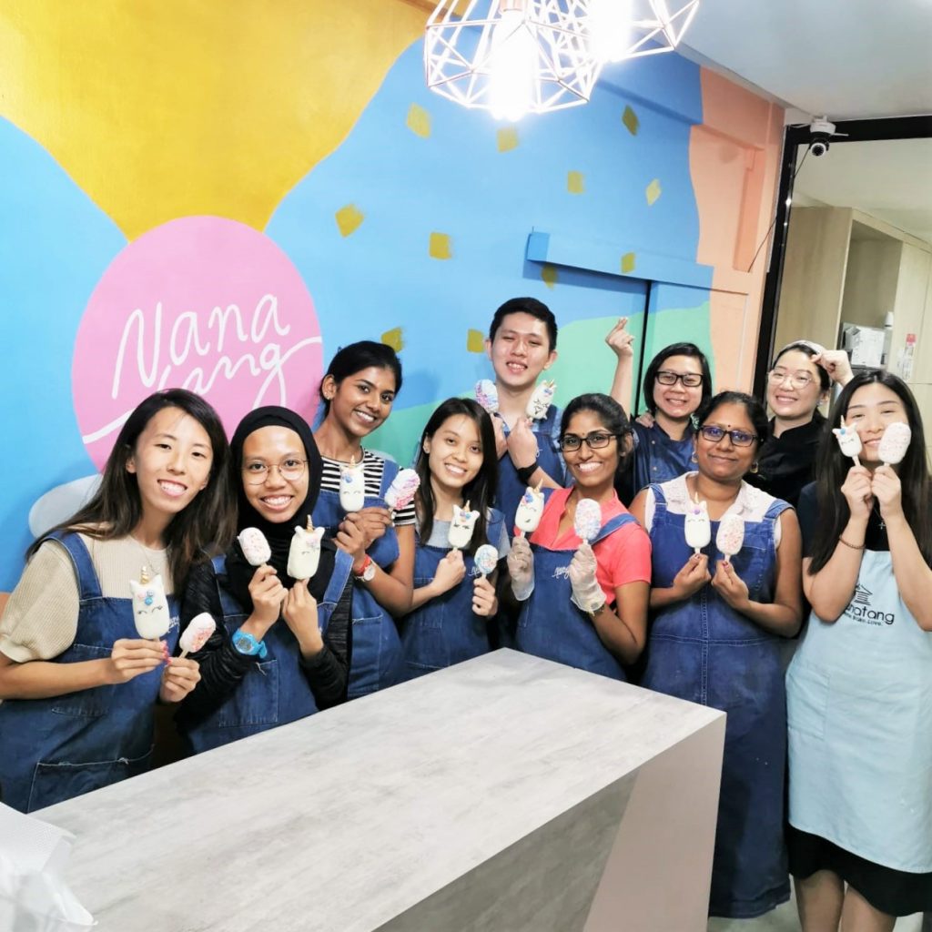 Here is our team with the studio teachers! P.S. Despite our lethargic-looking eyes, we were quite pleased with our product